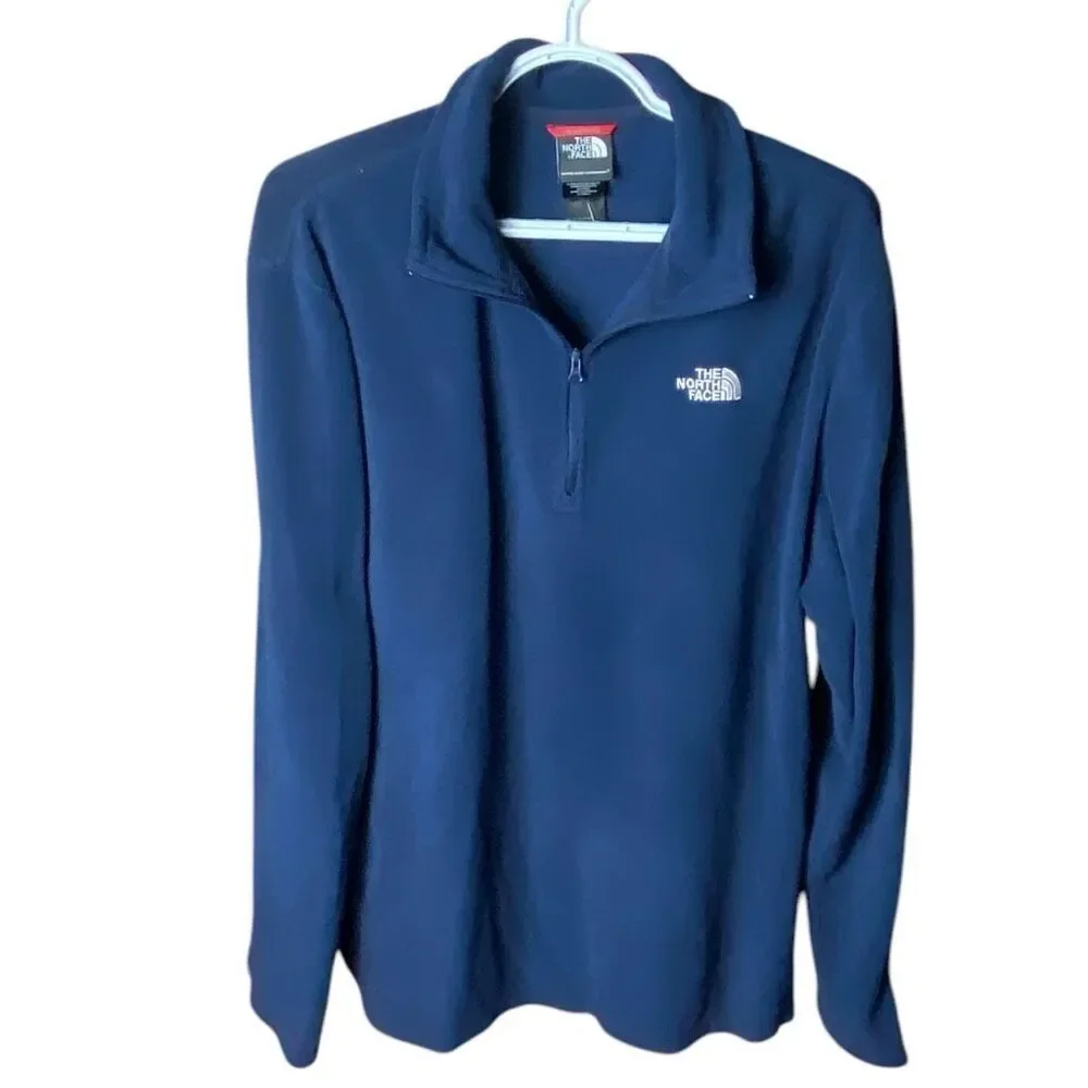 The North Face Mens Navy Blue Long Sleeve 1/4 Zip Fleece Pullover Large